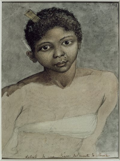 Retrato de una mujer negra de los Montagned de Manila, realizado durante la expedición a Filipinas de Malaspina con las corbetas Atrevida y Descubierta de Juan Ravenet