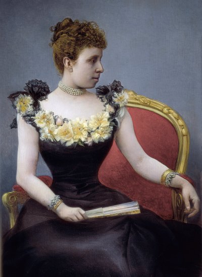 Retrato de María Cristina de Teschen, conocida como María Cristina de Habsburgo (1858-1929), archiduquesa de Austria, esposa de Alfonso XII, finales del siglo XIX-principios del XX (pintura) de Juan Aldaz Y Sancho