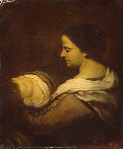Mujer con niño durmiendo, c. 1660 de Juan Bautista Martinez Del Mazo