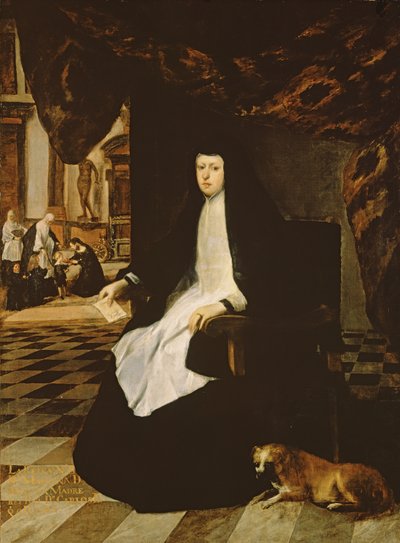 Retrato de la Reina Mariana de España (n.1631) de luto de Juan Bautista Martinez Del Mazo