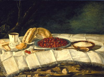 Naturaleza muerta con fresas y chocolate, c.1775-1790 de Juan Bautista Romero