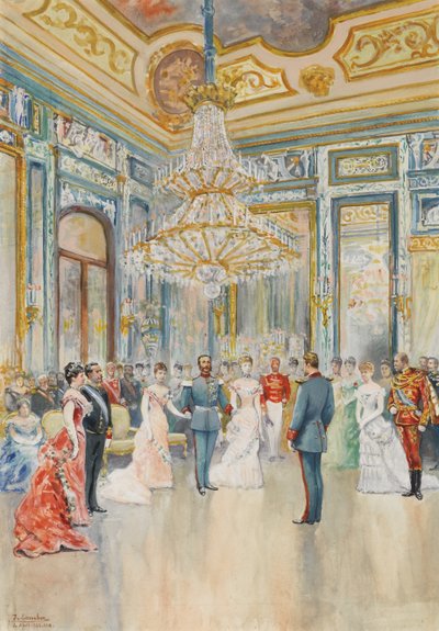 La boda del príncipe Ludwig Ferdinand de Baviera con la infanta María de la Paz de España el 2 de abril de 1883 de Juan Comba y Garcia