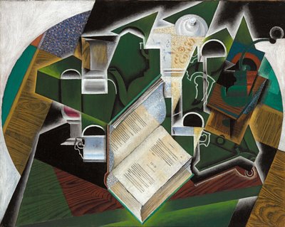 Libro, pipa y vasos, 1915 de Juan Gris