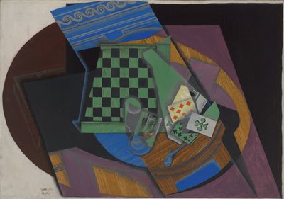 Damier et cartes à jouer (Tablero de damas y cartas de juego) de Juan Gris