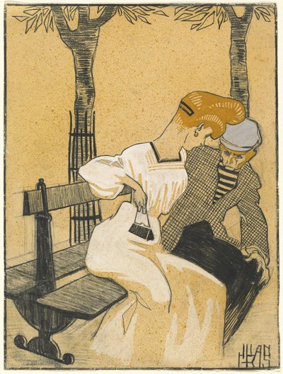 Hombre y Mujer en un Banco de Juan Gris