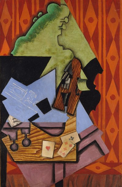 Violín y Naipes en una Mesa de Juan Gris