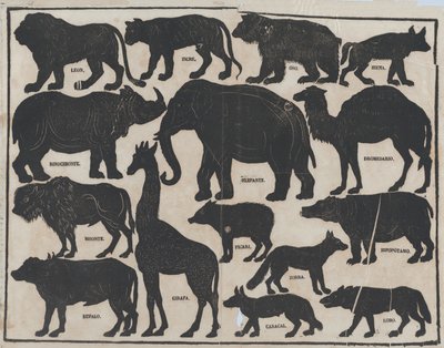 Hoja 5 de figuras para títeres de sombra chinos, ca. 1850-70 de Juan Llorens