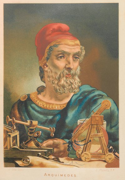 Arquímedes de Siracusa. De: La ciencia y sus hombres, 1879 de Juan Planella y Rodríguez