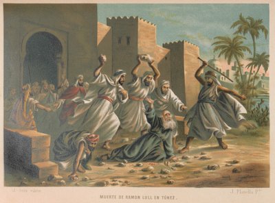 Muerte de Ramón Llull. De: La ciencia y sus hombres, 1879 de Juan Planella y Rodríguez