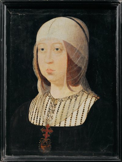 Isabel la Católica de Castilla, esposa de Fernando de Aragón ... (pintura sobre madera) de Juan de (attr. to) Flandes