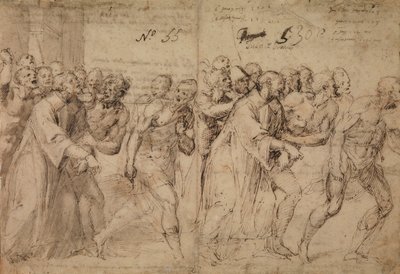 Estudio para San Esteban siendo llevado a su martirio, 1566 (recto) de Juan de Juanes Juan de Juanes