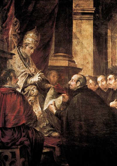 San Ignacio de Loyola recibiendo la Bula de la Orden de los Jesuitas del Papa Pablo III de Juan de Valdes Leal