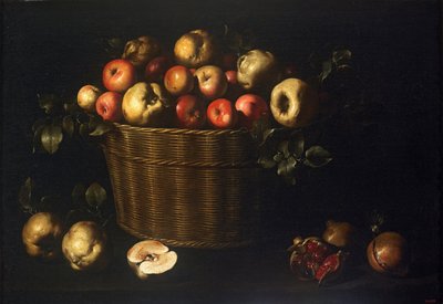Cesta con manzanas, membrillos y granadas de Juan de Zurbaran