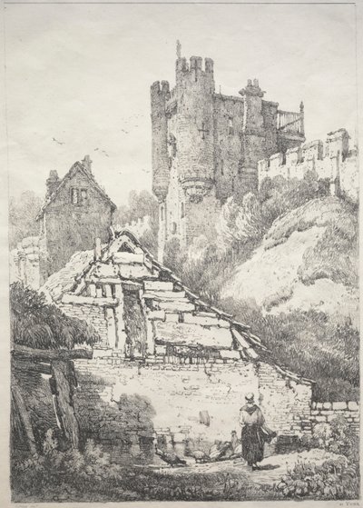 A Series of Ancient Buildings and Rural Cottages in the North of England:  At York, Farmyard with Chickens de Juan van der Hamen y Leon