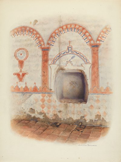Pintura mural y nicho bautismal, c. 1941 de Juanita Donahoo