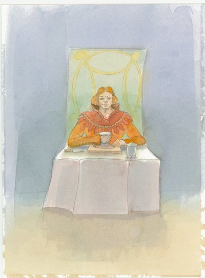 Un señor medieval sentado en una mesa, 2004 de Judith Dobie