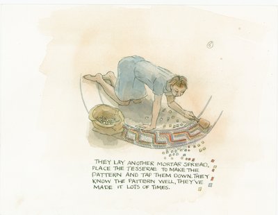 Un Trabajador Colocando Mosaicos en un Mortero, 2003 de Judith Dobie