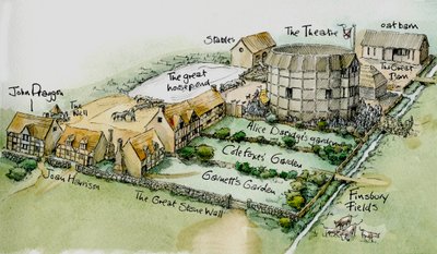 El Teatro de Burbage, New Inn Yard, Shoreditch, Hackney, Londres de Judith Dobie