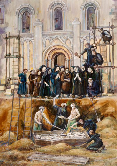 Exhumación de Arturo y Ginebra en la Abadía de Glastonbury, Somerset, 1193 de Judith Dobie