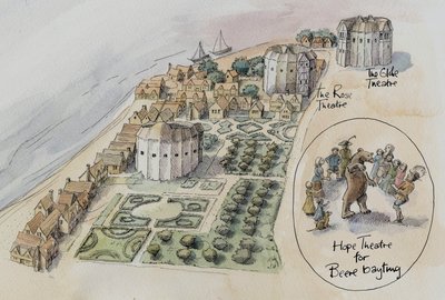 Teatro Hope, Teatro Rose y Teatro Globe, Southwark, Londres, c. 1647 2016 de Judith Dobie