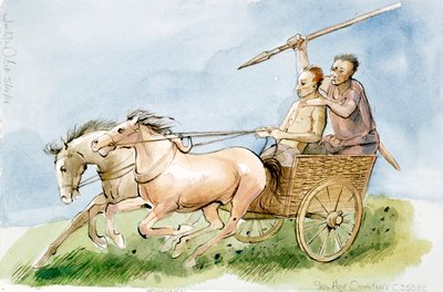 Cuadrillas de la Edad de Hierro c.350, 2001 (pluma y acuarela sobre papel) de Judith Dobie