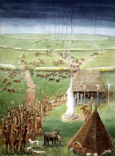 Windmill Hill, Avebury, Wiltshire (acuarela sobre papel) de Judith Dobie
