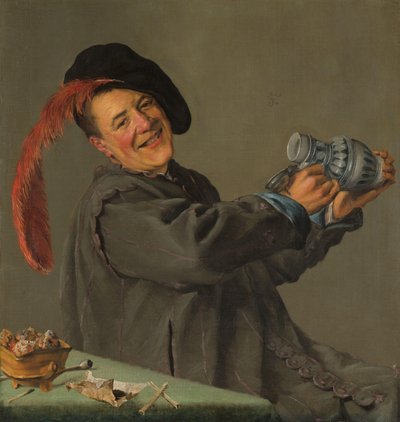 Un tonto con una jarra en la mano, conocido como "El bebedor alegre de Judith Leyster