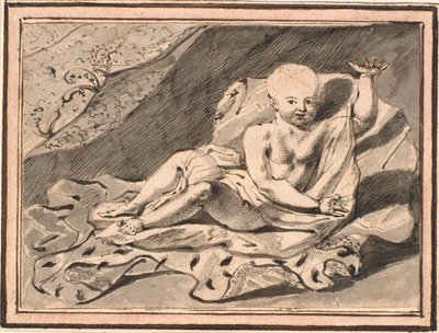 Putti, acostado sobre una capa de armiño de Jürgen Ovens