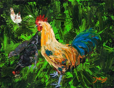 Gallo y gallinas de colores de Jukyong Park