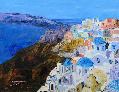 Las cúpulas azules de Santorini de Jukyong Park