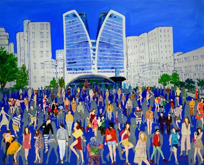 Multitud urbana llena de vida de Jukyong Park