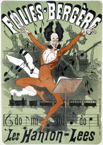 Director de orquesta, cartel para Les Hanion Lees en el Folies Bergères (grabado) de Jules (after) Cheret