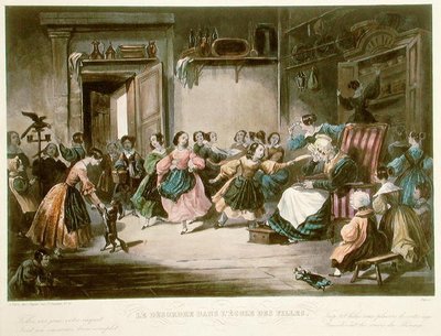 Escena de Desorden en una Escuela de Niñas, mediados del siglo XIX de Jules (after) David