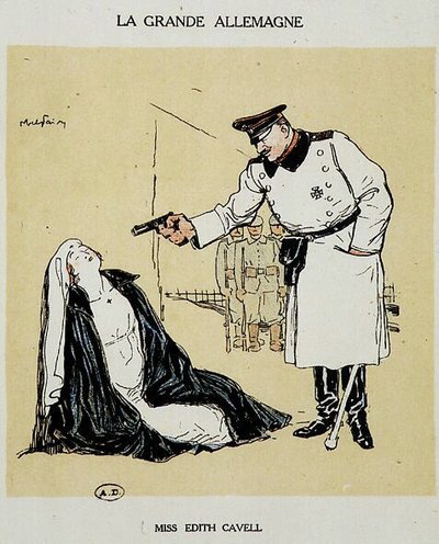 La señorita Edith Cavell ejecutada por los alemanes, imagen de Abel Faivre (1864-1945). de Jules Abel Faivre