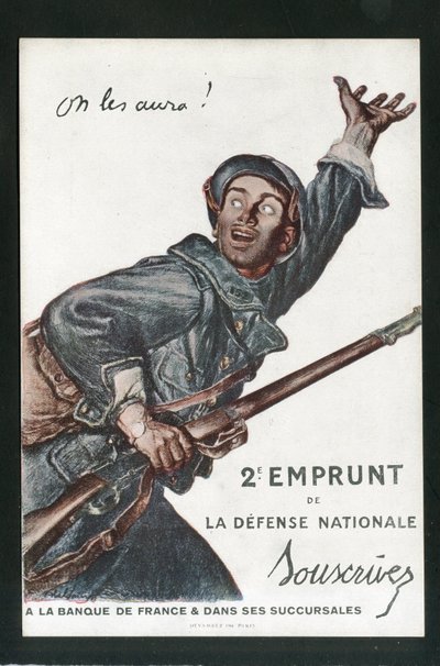 Postal, Satírica en Colores: Guerra del 14-18, Préstamo, Jornadas Patrióticas - Ilustración de Soldados por Abel Faivre (1867-1945) de Jules Abel Faivre
