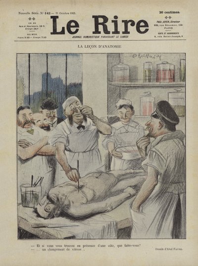 La lección de anatomía. Ilustración para Le Rire de Jules Abel Faivre