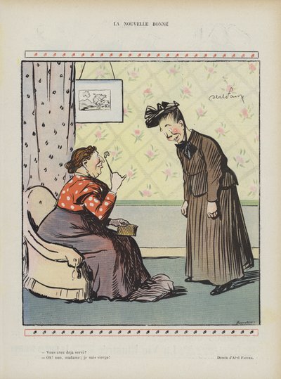 La nueva criada. Ilustración para Le Rire de Jules Abel Faivre
