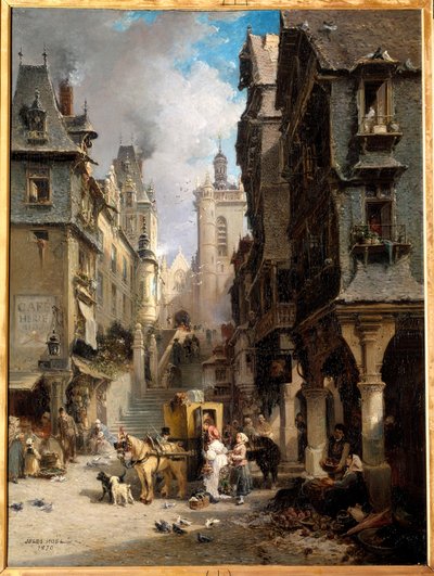 Una calle de Morlaix en 1830 de Jules Achille Noel