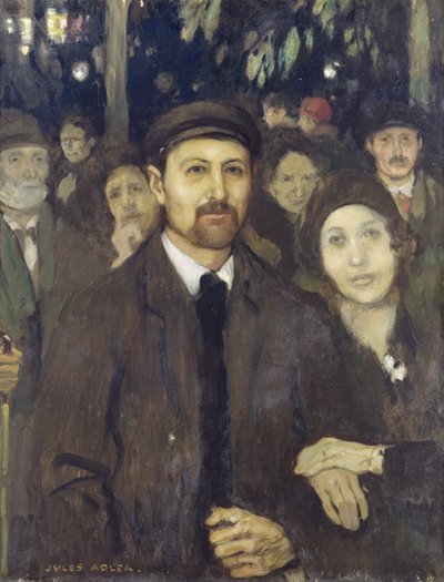 An Evening at Cafe Victor (óleo sobre lienzo) de Jules Adler