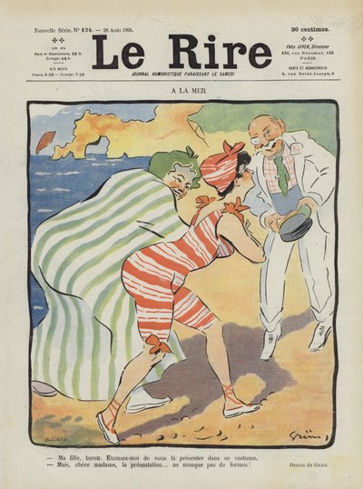 En la playa. Ilustración para Le Rire de Jules Alexandre Gruen or Grun