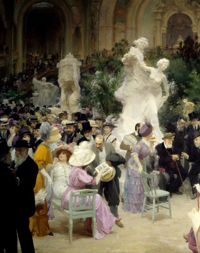 Belle époque: "Un viernes del Salón de los artistas franceses". Detalle. Museo de Bellas Artes, Rouen de Jules Alexandre Gruen or Grun