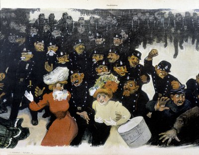 Manifestación alrededor de 1901 - dibujo de GRÜN de Jules Alexandre Gruen or Grun