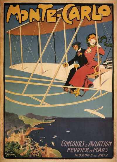 Concurso Monte-Carlo Aviación (póster) de Jules Alexandre Gruen or Grun