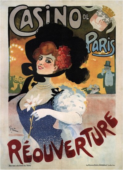 Póster anunciando la reapertura del Casino de París de Jules Alexandre Gruen or Grun