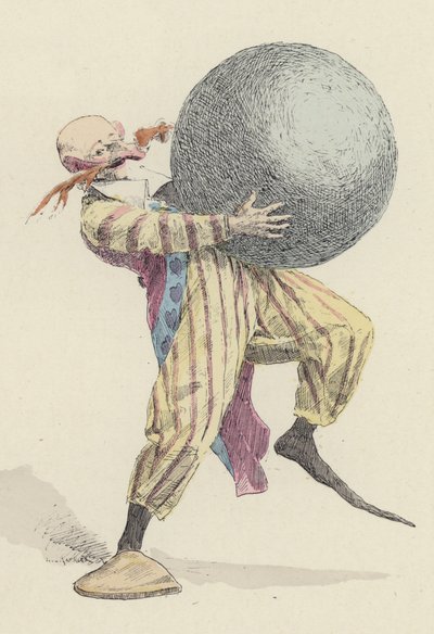 Payaso sosteniendo una gran bola de Jules Arsene (after) Garnier