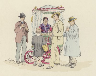 Vendedor de limonada en la feria (litografía en color) de Jules Arsene (after) Garnier