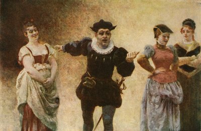 Panurge pide que las mujeres dejen de llevar cubrecuellos. Pantagruel. Ilustración de Jules Garnier.I n "Rabelais et l