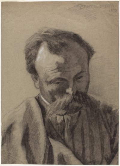 Autorretrato, c.1877 (tiza negra realzada con tiza blanca, sobre papel verjurado gris) de Jules Bastien Lepage