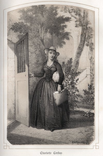 Retrato de Charlotte Corday (1768 - 1793). en "Les femmes illustres de la France" de la Condesa DROHOJOWSKA. ILUSTRACIONES DE DRUTAS DE MM JULES Y BAYALOS. Hacia 1850. de Jules and Bayalos Aime de David