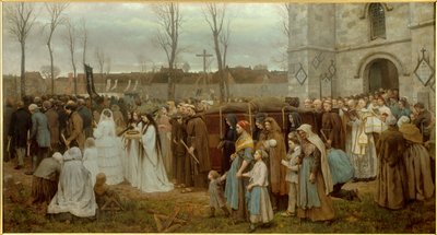La plantación de un calvario, procesión frente a una iglesia bretona de Jules Breton